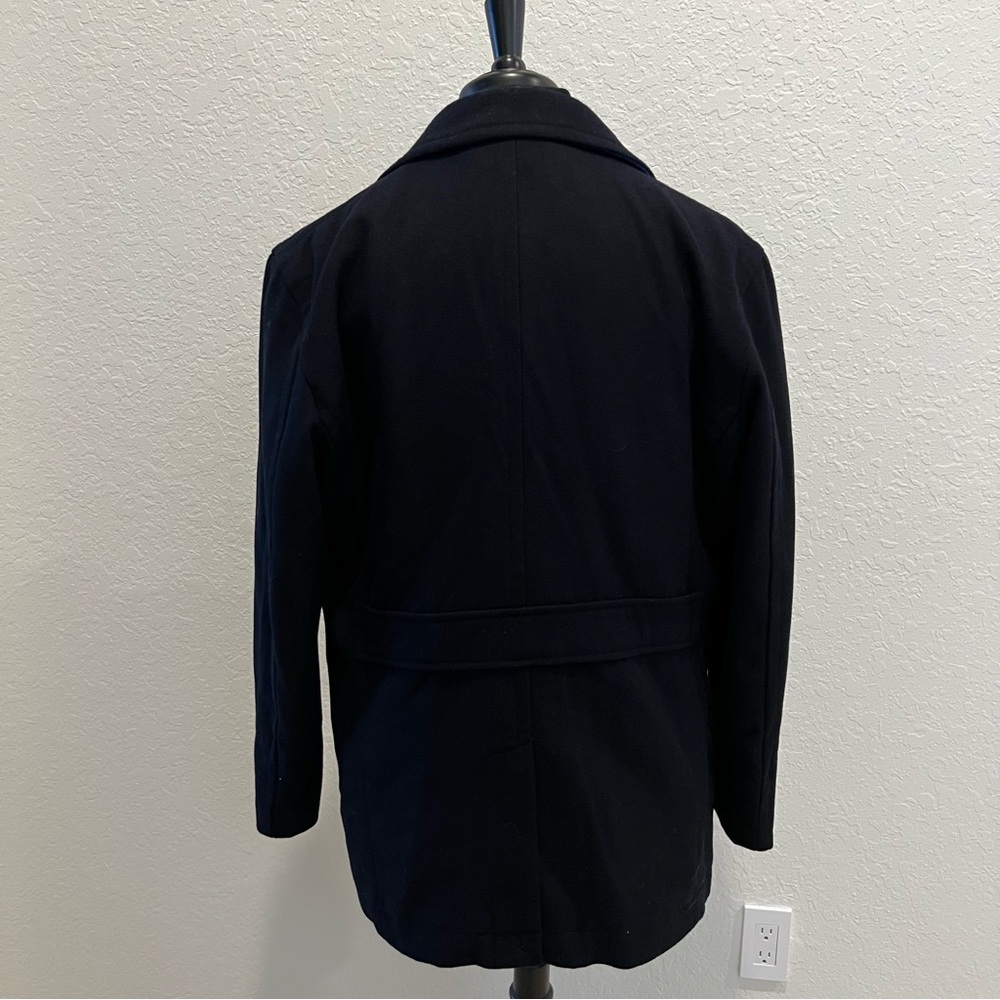 NWOT Joseph Abboud Men's Wool blend Black Peacoat Sz L coastal Winter - Picture 8 of 14